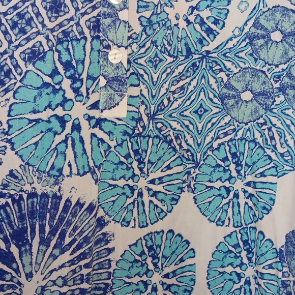 Blue Patterned Button-Front Maxi Dress - Picture 5 of 10